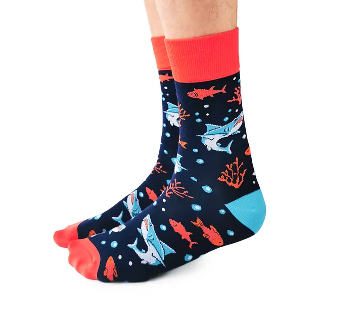 Exclusive Deal "Daddy Shark" Cotton Crew Socks by Uptown Sox - Large