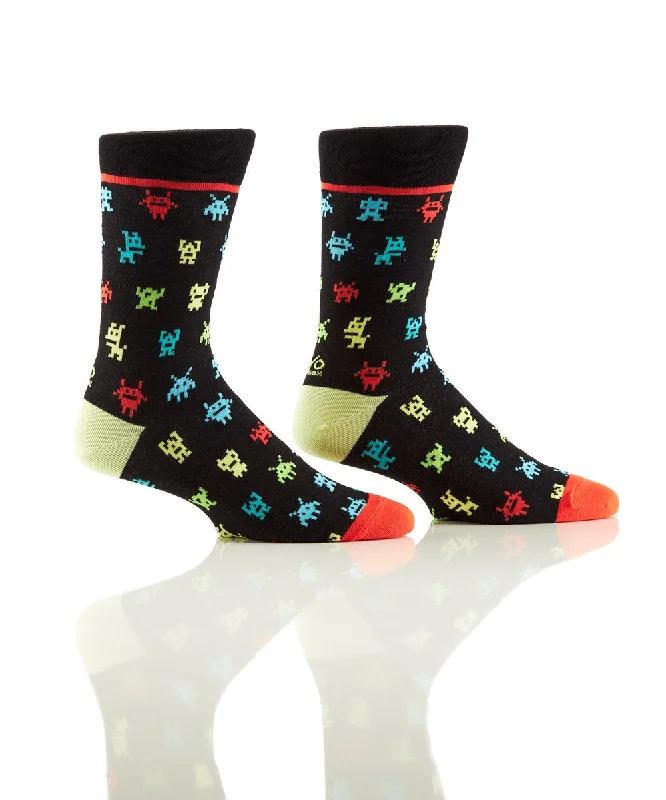Special Discount "Digital Monsters" Cotton Dress Crew Socks by YO Sox - Large
