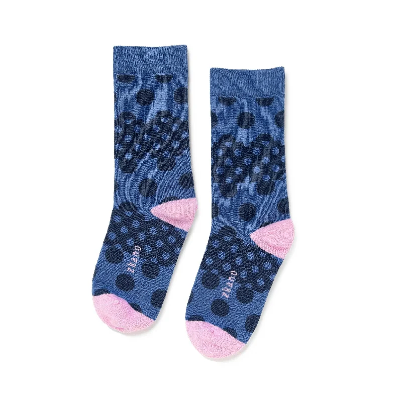 Time-Sensitive Dot Stripe - Organic Cotton Crew Socks - Cornflower