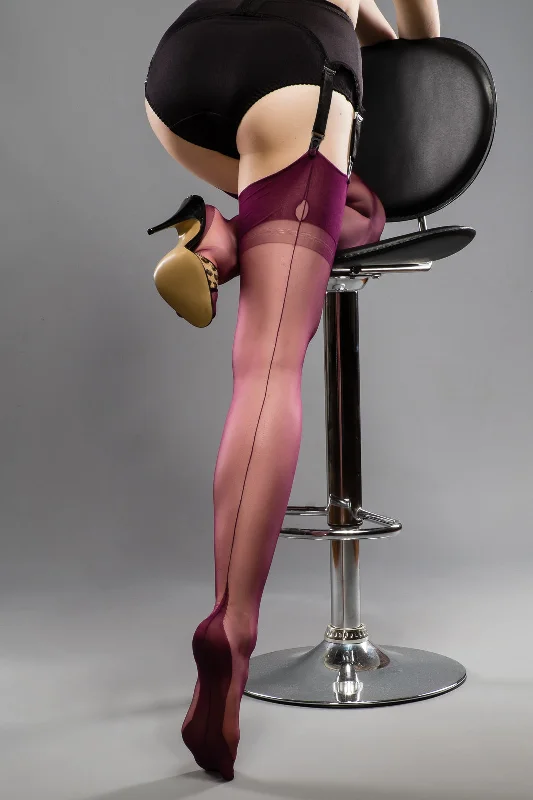 Bonus Offer Gio Fully Fashioned Stockings - Point Heel, Plum