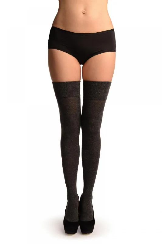 Discount Mania Grey With Silver Lurex Over The Knee Socks