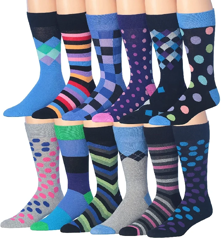 Weekend Deals That Spark James Fiallo Mens 12 Pairs Funny Faces Striped Colorful Crew Socks