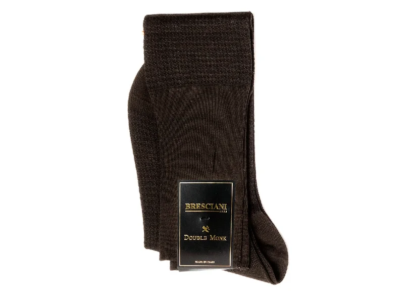 Weekend Specials to Love Knee Length Cotton Socks Brown & Black Dogstooth