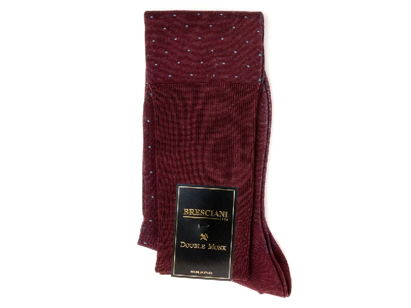 Exclusive Weekend Offers Inside Knee Length Cotton Socks Burgundy with Teal Spots