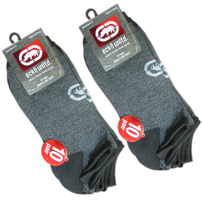 Low Price Marc Ecko Unlimited Unltd. Men's Low Cut Black/Grey Marled Athletic Socks 20-Pack