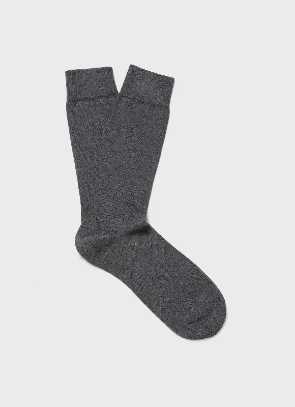 Lowest Rates Men's Long Staple Cotton Socks in Mid Grey Melange