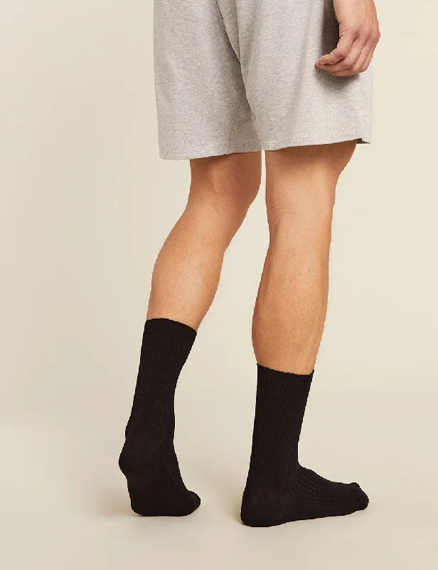 Time-Sensitive Men's Ribbed Crew Socks - Black
