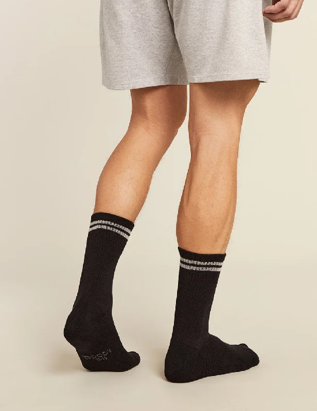 Hot Buy Men's Striped Cushioned Crew Socks - Black/Grey