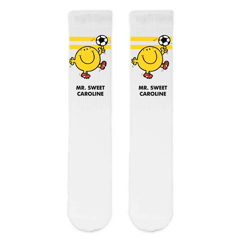 Instant Deal Personalised Mr. Men Football Slogan Adult Sports Socks