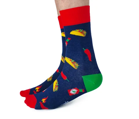 Weekend Savings Spectacular "Muy Caliente" Taco Cotton Crew Socks by Uptown Sox - Large
