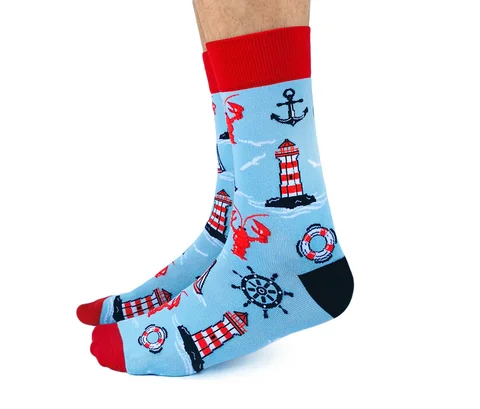 Weekend Bargains to Celebrate "Nautical" Cotton Crew Socks by Uptown Sox - Large