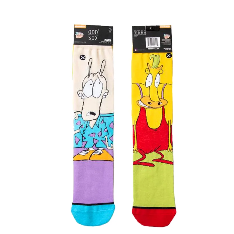 Value Pack Odd Sox Men's Crew Socks - Rocko & Heffer (Rocko's Modern Life)