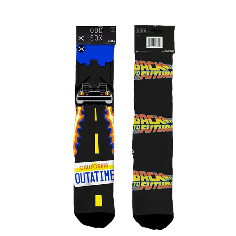 Time-Sensitive Odd Sox Men's Crew Socks – Time Traveler (Back to the Future)