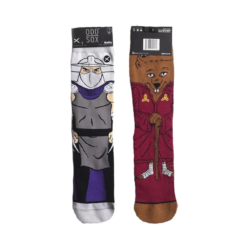 Mega Discount Odd Sox Men's Crew Socks - Splinter & Shredder (TMNT)