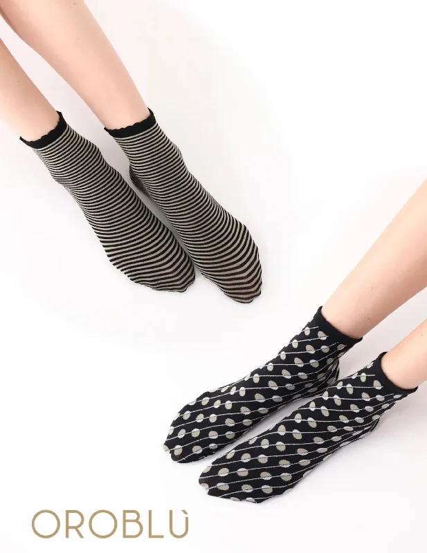 Lowest Rates Oroblu Bi-Option Twin Pack Cotton Socks Black/Sand VOBC67784
