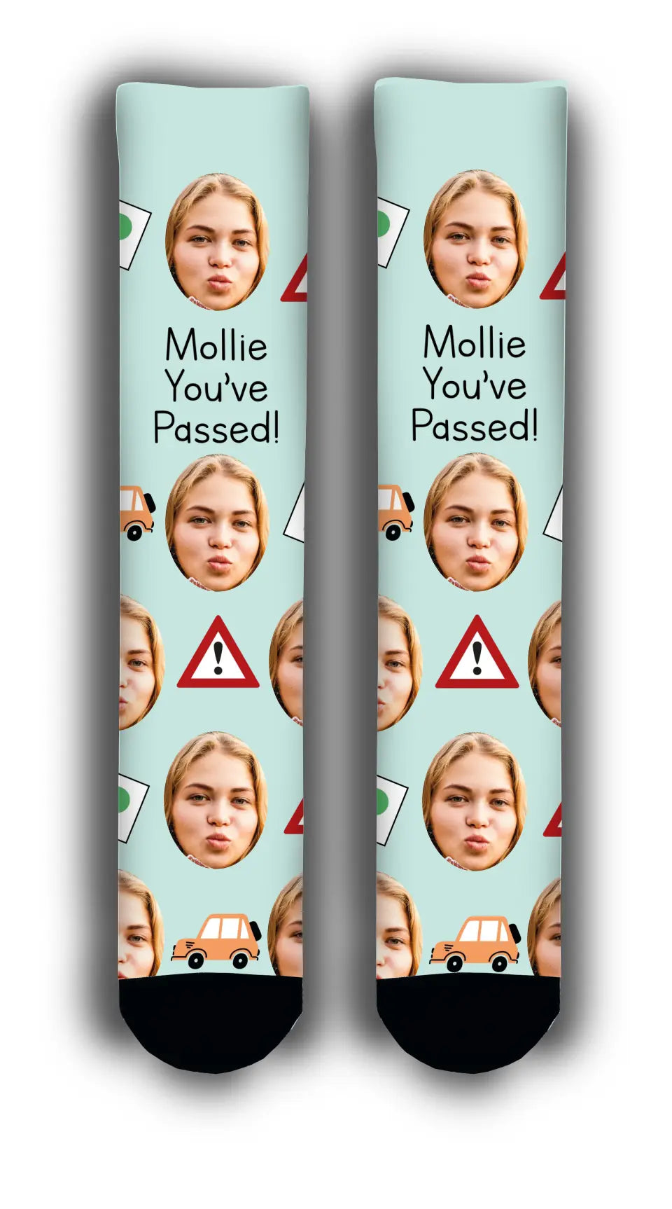 Limited Supply Passed Driving Test Personalised Face Socks