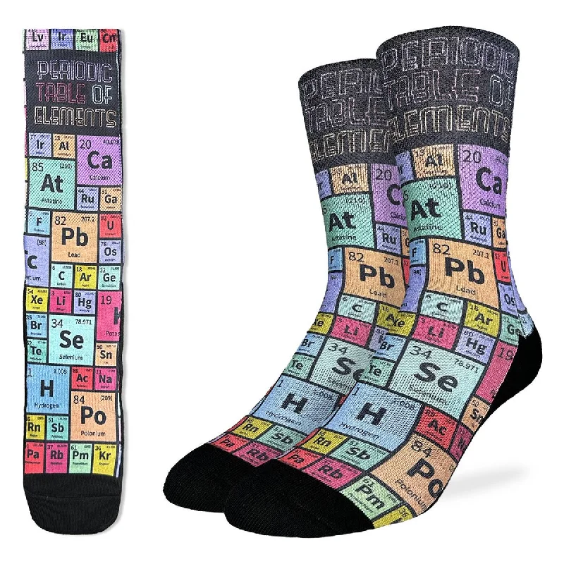 Weekend Extravaganza: Shop Now "Periodic Table of Elements" Crew Socks by Good Luck Sock - Large