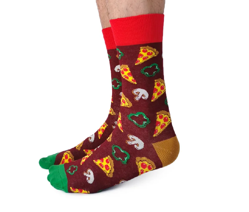 Weekend Discounts to Grab "Pizza Party" Cotton Crew Socks by Uptown Sox - Large