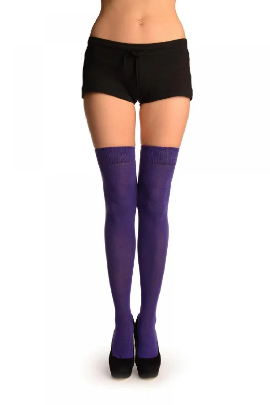Hurry Up Plain Purple Over The Knee Socks
