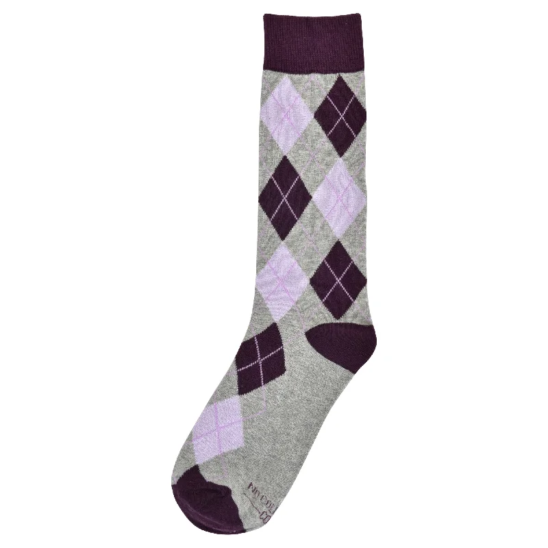 Weekend Discounts You Deserve Purple and Grey Argyle Socks