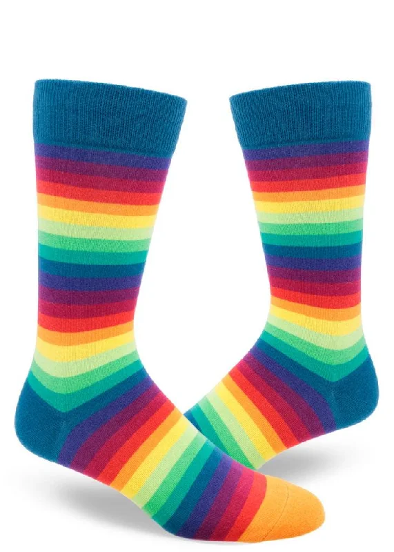 Weekend Discounts to Savor Rainbow Gradient Stripe | Mens Crew