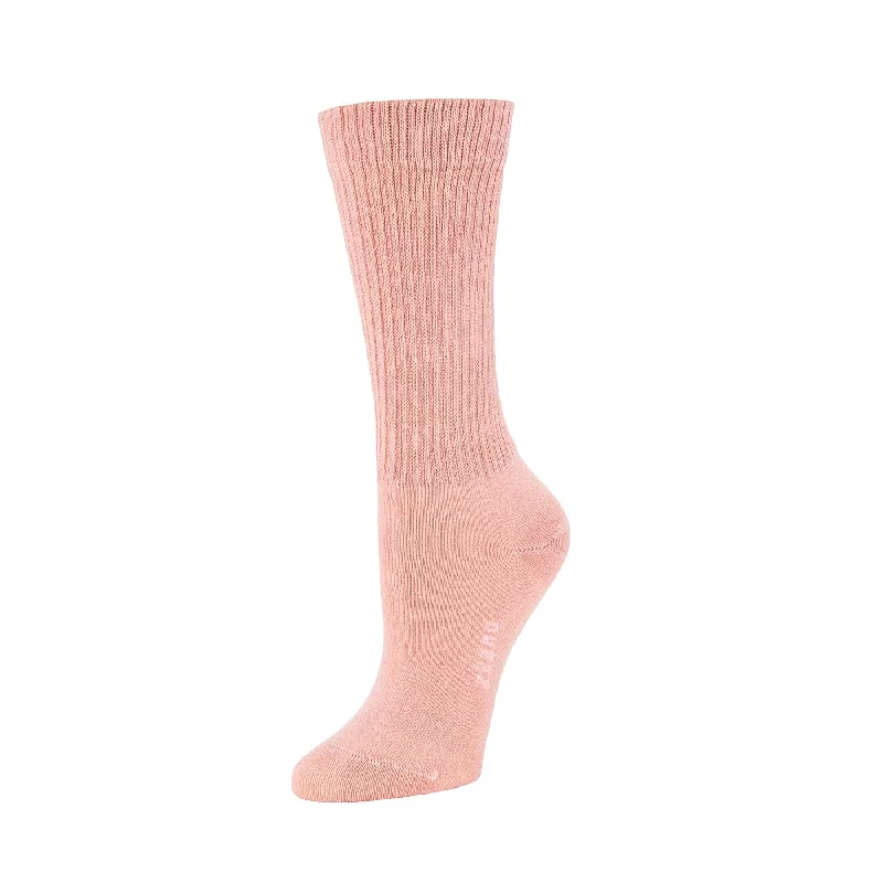 Mega Discount Rib Knit - Organic Cotton Crew Socks - Desert Rose