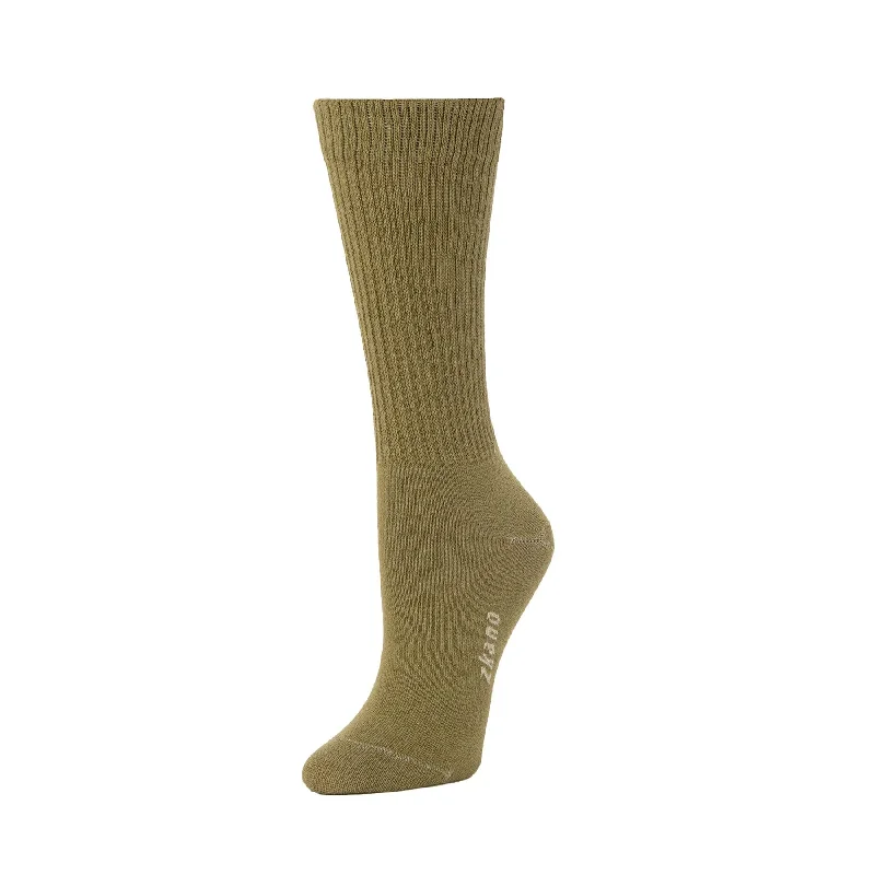 Shop and Save Rib Knit - Organic Cotton Crew Socks - Olivine