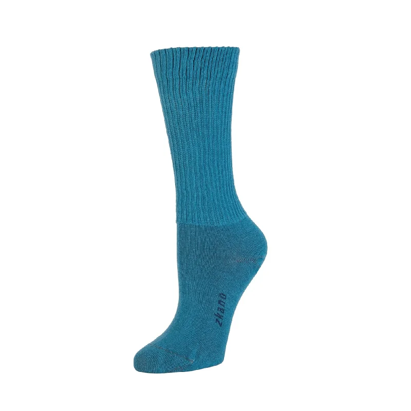 Overstock Clearance Rib Knit - Organic Cotton Crew Socks - Teal