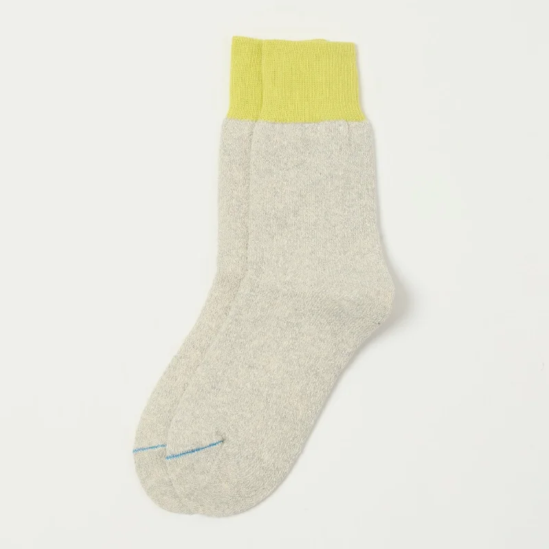Markdown Sale RoToTo 'Silk & Cotton' Double Face Crew Sock - Lime/Light Grey