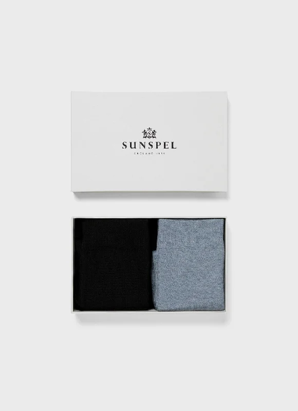 Best Choice Sock Gift Set in Black/Smoke Blue Melange