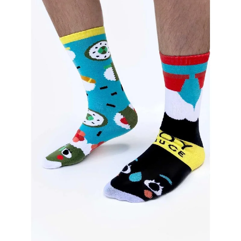 Weekend Deals That Dazzle Sushi & Soy Sauce | Adult Socks | Mismatched Cute Crazy Fun Socks - OLD STOCK LAST CHANCE
