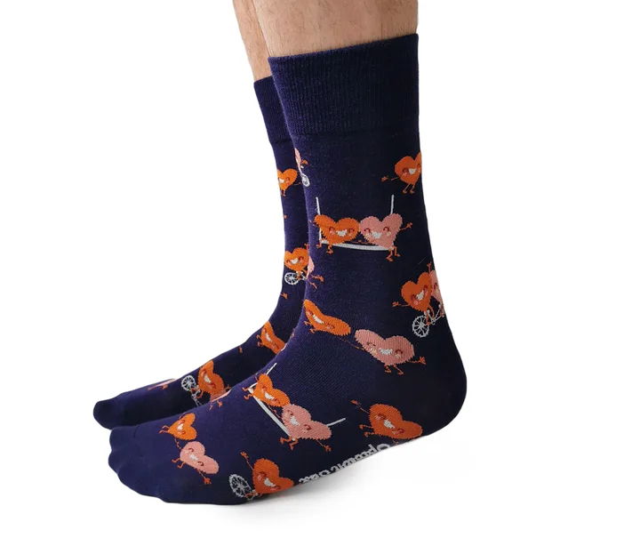 Weekend Savings Extravaganza "Tandem Hearts" Cotton Socks by Uptown Sox