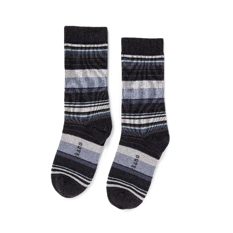 Shop Now Variegated Stripe - Organic Cotton Crew Socks - Black