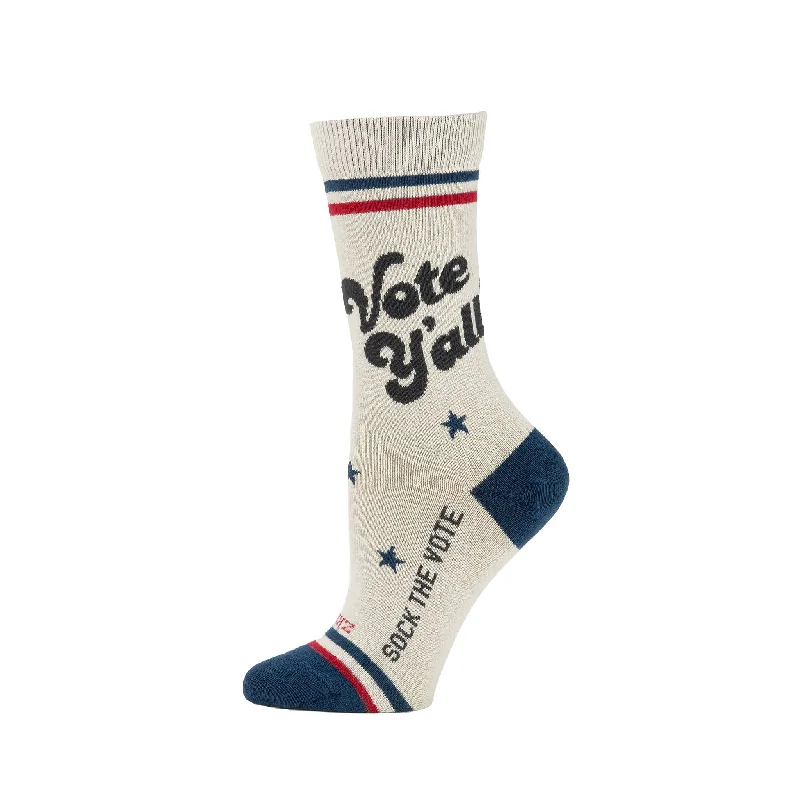 Year-End Deals Women's Vote Y'all organic cotton crew socks - Natural