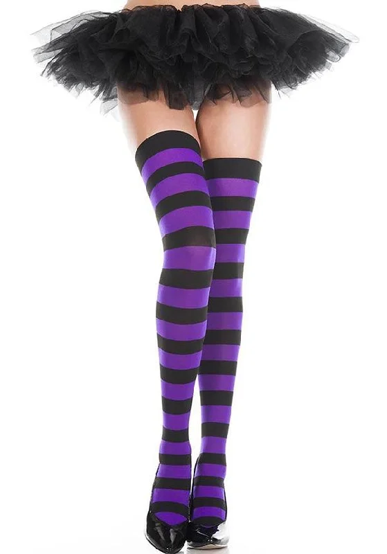 Best Seller Wide Stripe [Black/Purple] | THIGH HIGHS