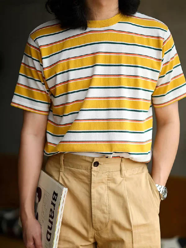 Weekend Offers You Can't Ignore Yellow Stripe 50s design stripe crew shirt